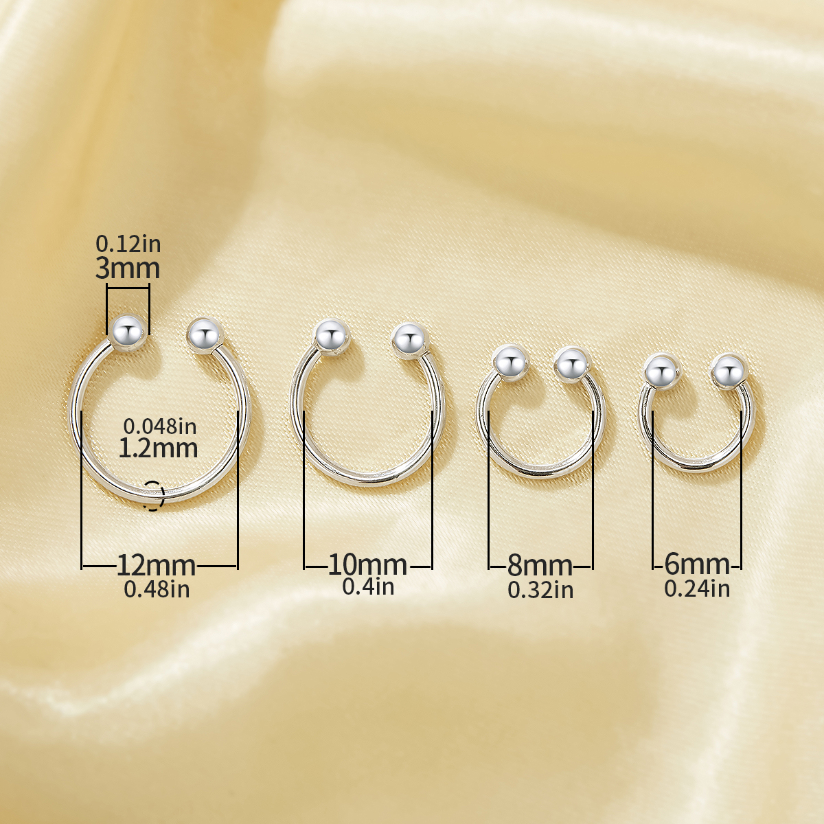 1Pcs Simple Screw Round Balls Nose Studs,Solid 925 Sterling Silver Body Jewelry 6390117 - Click Image to Close
