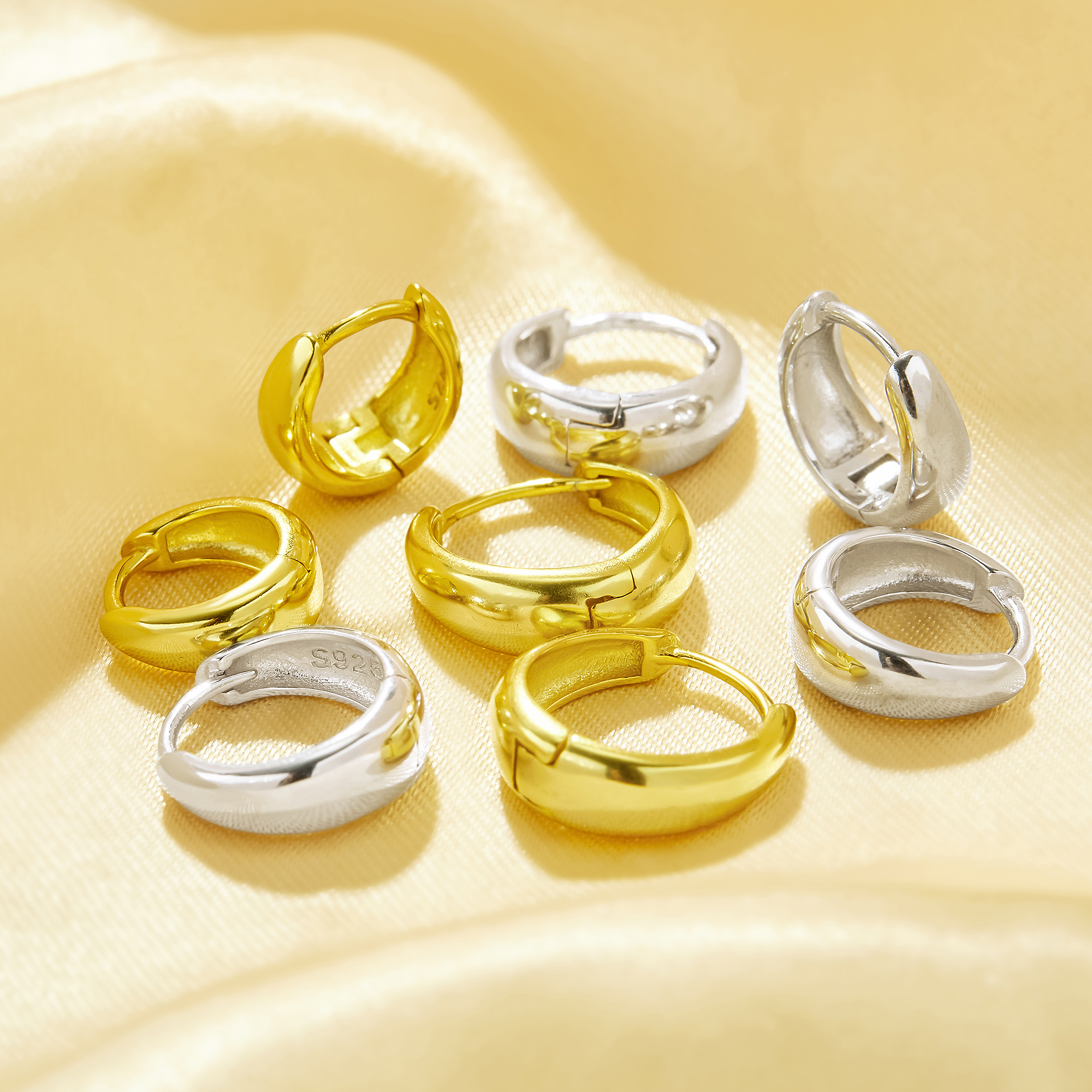 Minimalist Circle Hoop Earrings,Solid 925 Sterling Silver Gold Plated Hoop Earrings,Simple Hoop Earrings,DIY Earring Supplies 6390124 - Click Image to Close