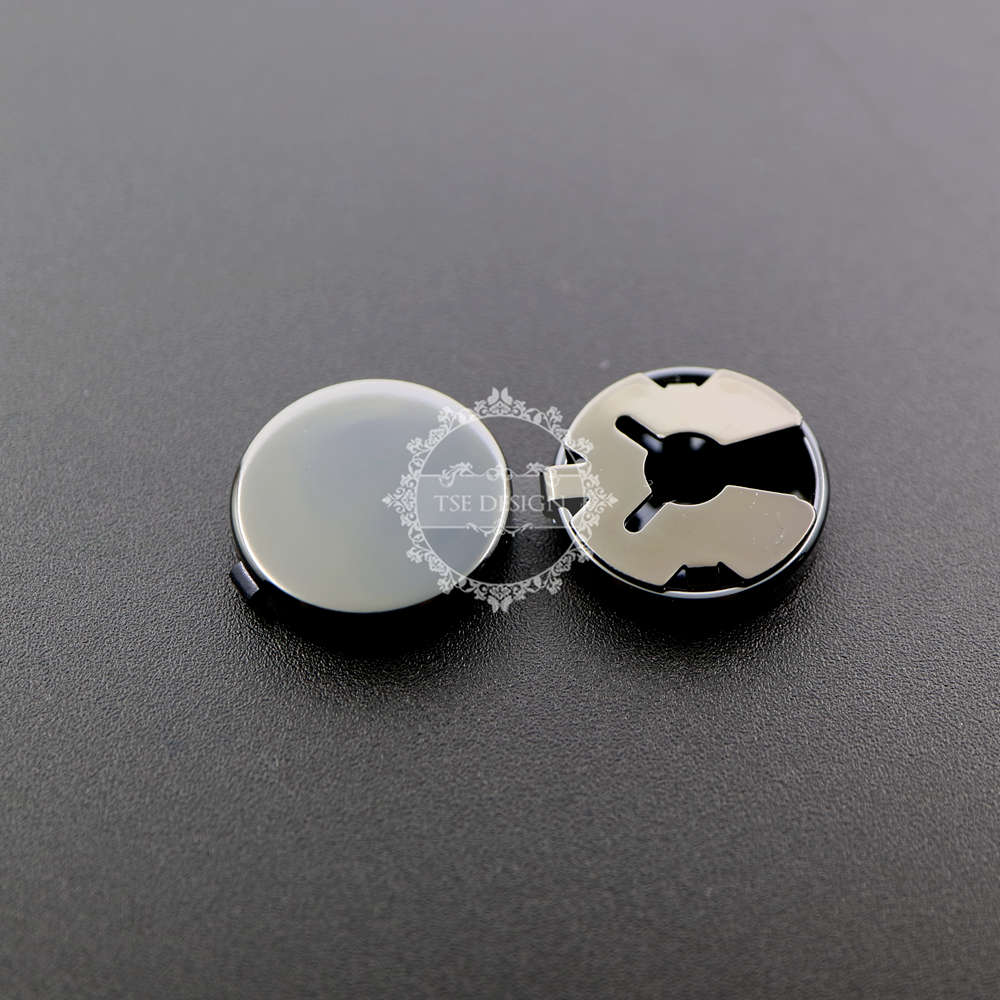 6Pcs 17.5MM Gun Black Round Cuff Button Cover Cuff Links For Wedding Formal Shirt 6600086-2B - Click Image to Close