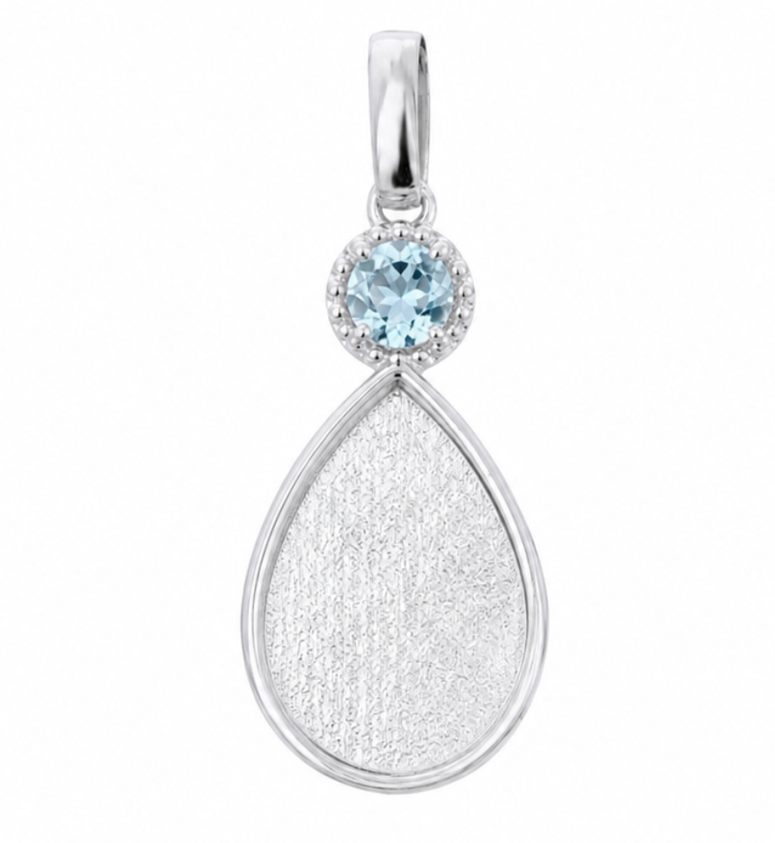 Customized 8x10mm pear pendant with march cz stone white gold plated 925 silver Lydie 20260625