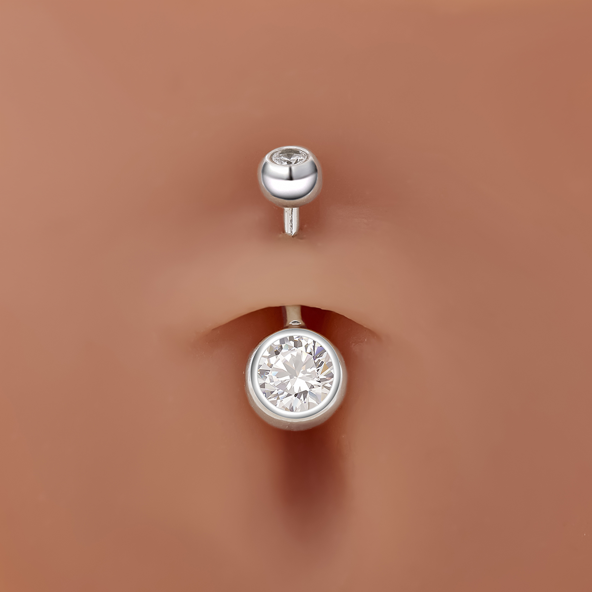 Halo Round Simulated Diamond Belly Ring With White Cubic Zirconia,Solid 925 Sterling Silver Belly Ring,Minimalist Belly Button Ring 6710032 - Click Image to Close