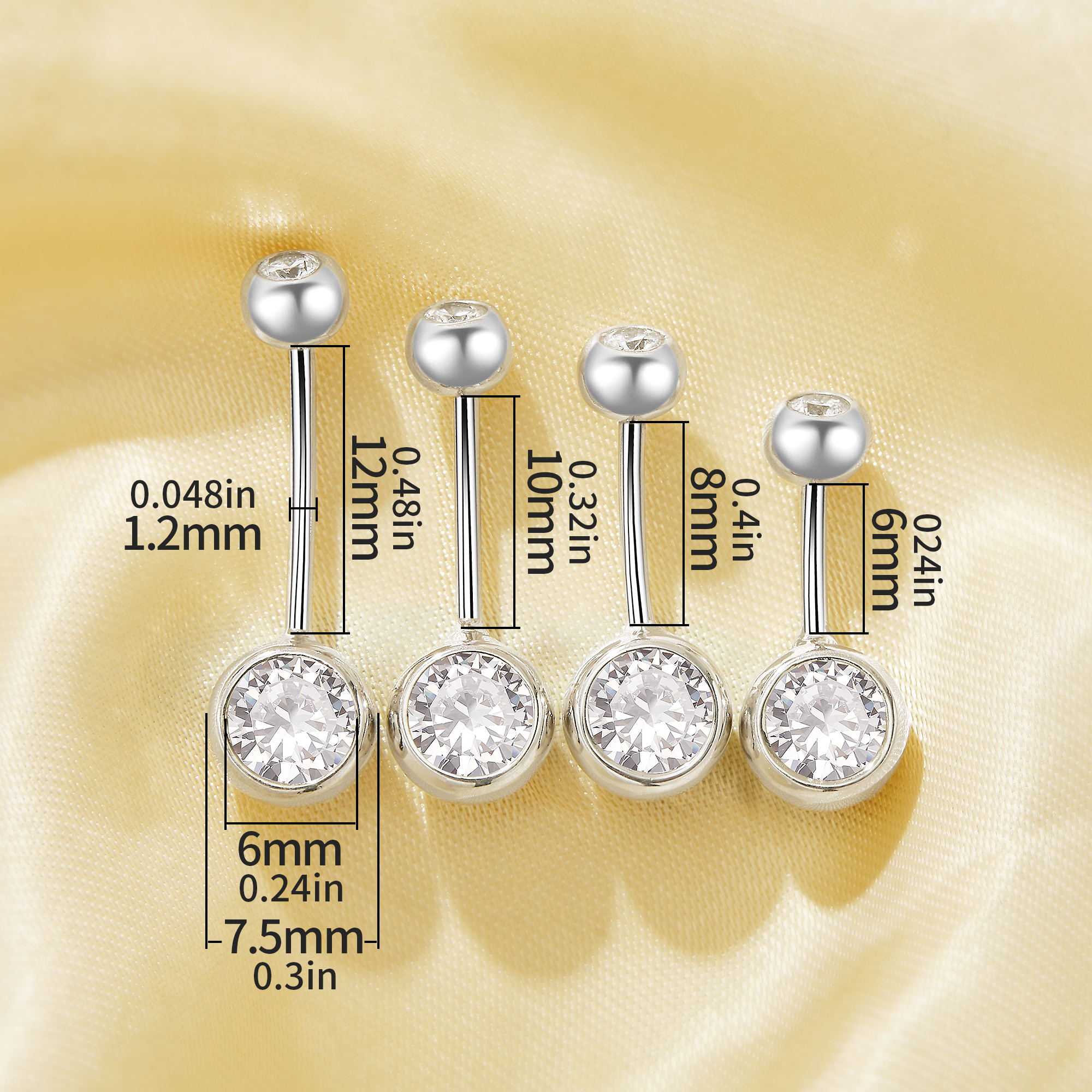 Halo Round Simulated Diamond Belly Ring With White Cubic Zirconia,Solid 925 Sterling Silver Belly Ring,Minimalist Belly Button Ring 6710032 - Click Image to Close