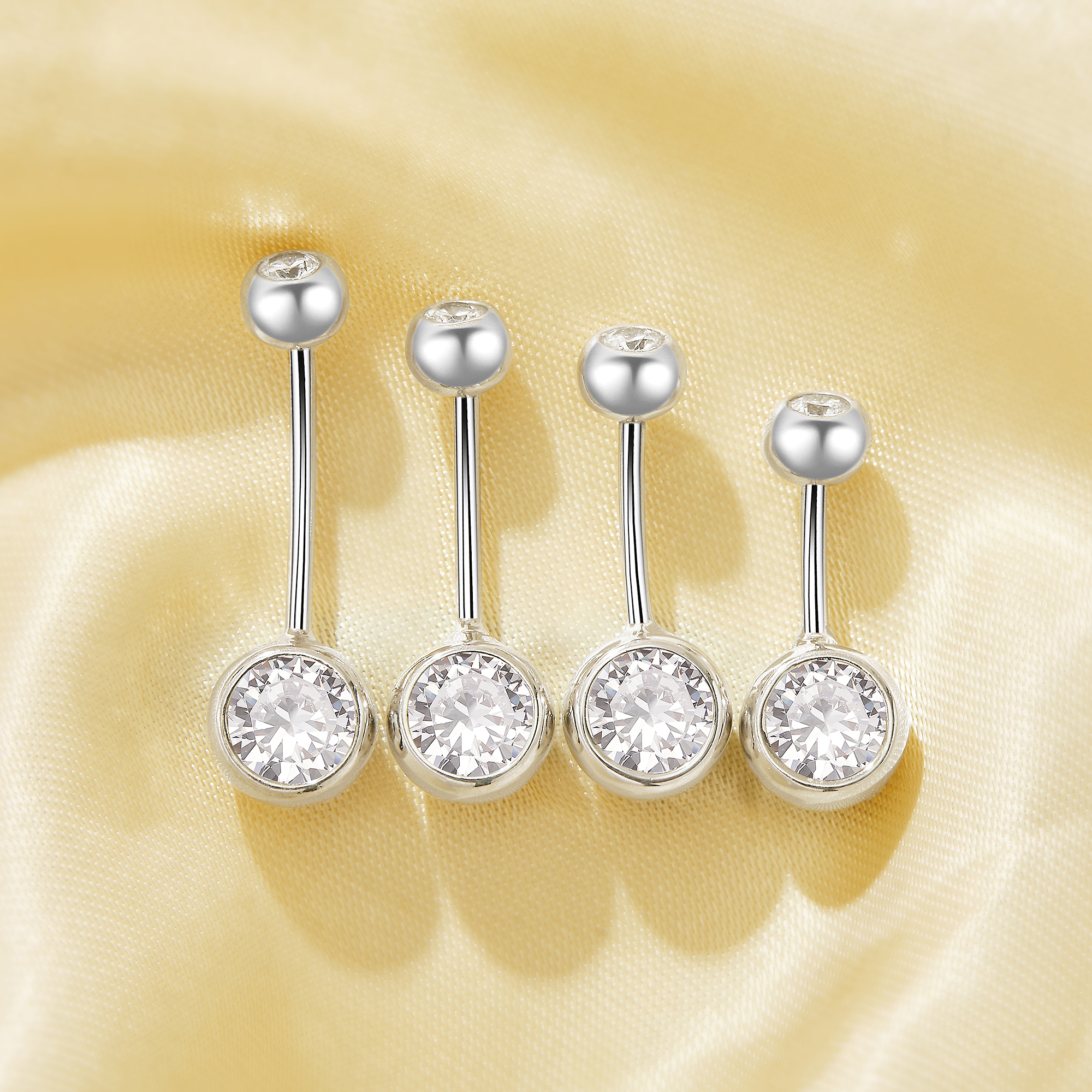Halo Round Simulated Diamond Belly Ring With White Cubic Zirconia,Solid 925 Sterling Silver Belly Ring,Minimalist Belly Button Ring 6710032 - Click Image to Close